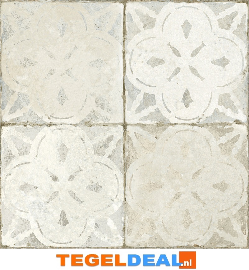 Peronda, Fs Aurora WHITE, 45x45 cm, vintage patroontegels