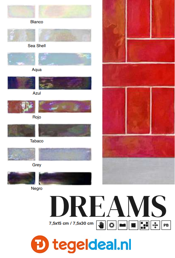 WDT handvorm Life, Dreams ROJO, 7,5x15, 7,5x30 cm     