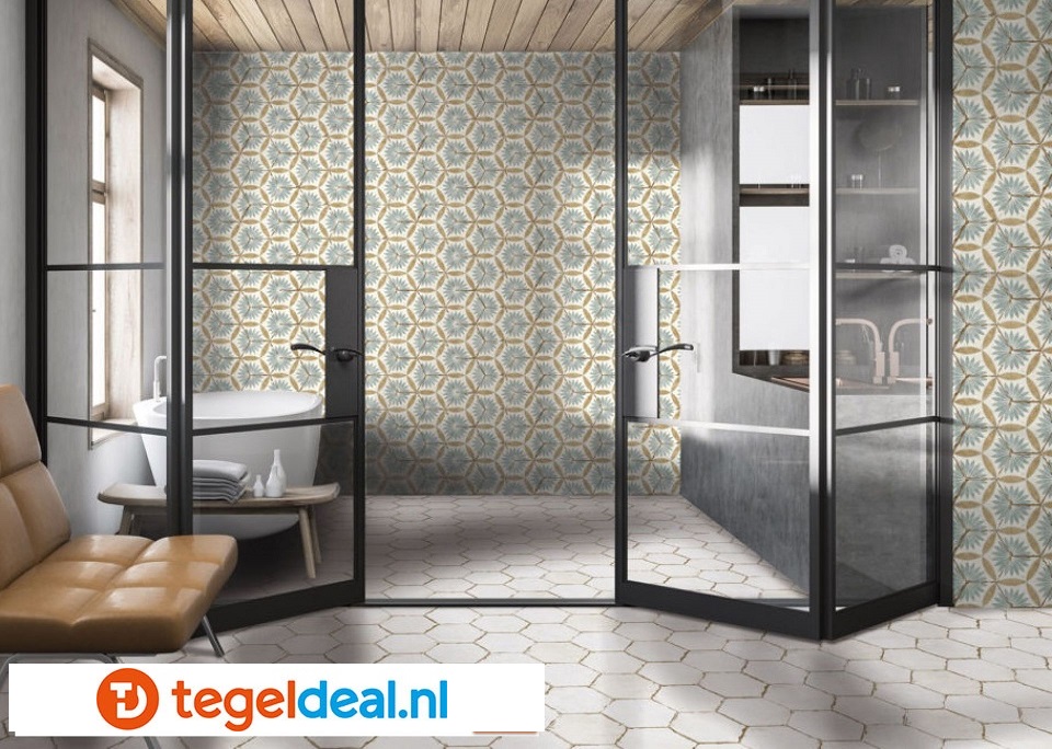 Nanda Tiles, Bohemia LINO WHITE, 21x25 cm, hexagon tegels