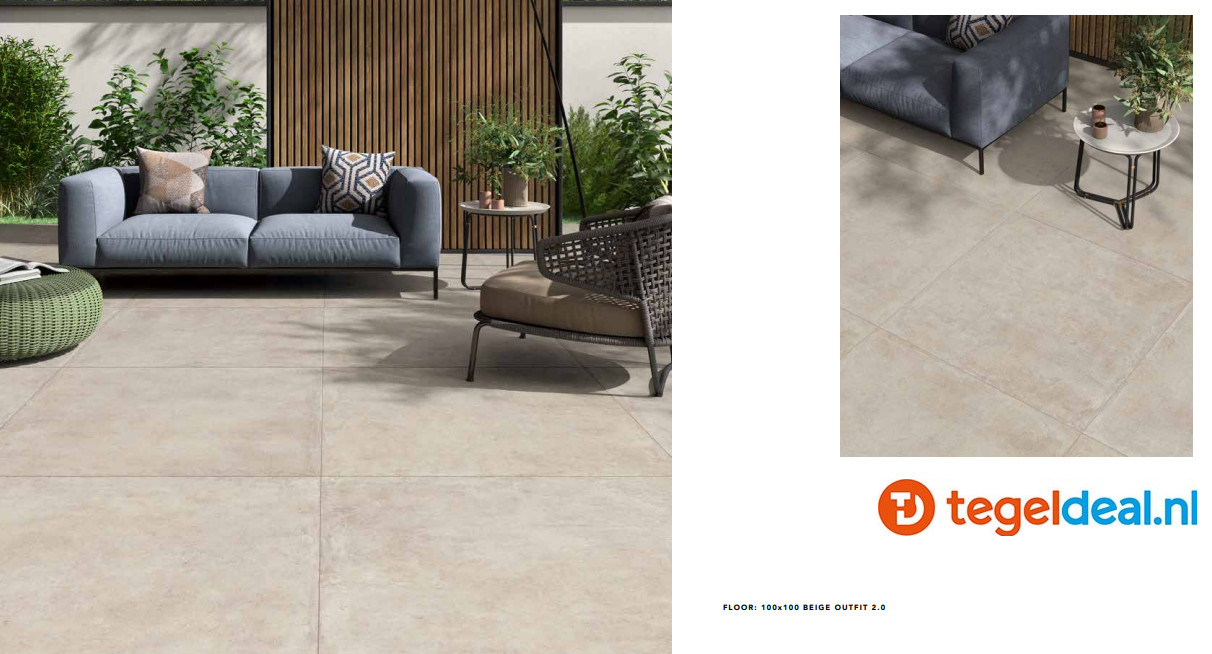 TRT Castelvetro, Industrial BEIGE, 60x60x2 cm, XIS60R2 OUTFIT