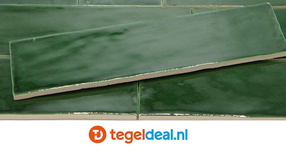 EMERALD GREEN, 7,5x30 cm, handvorm wandtegels 
