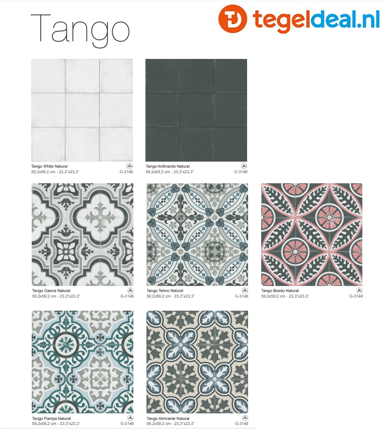 VLT en WDT Aparici Tango, 60x60 / 20x20 cm, patroontegels 