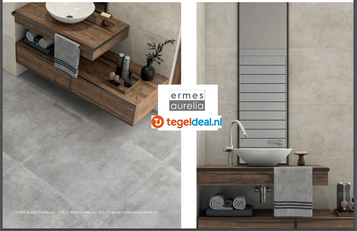 Ermes Aurelia, Domino Cenere, 40x80,2 cm, cementlook tegels