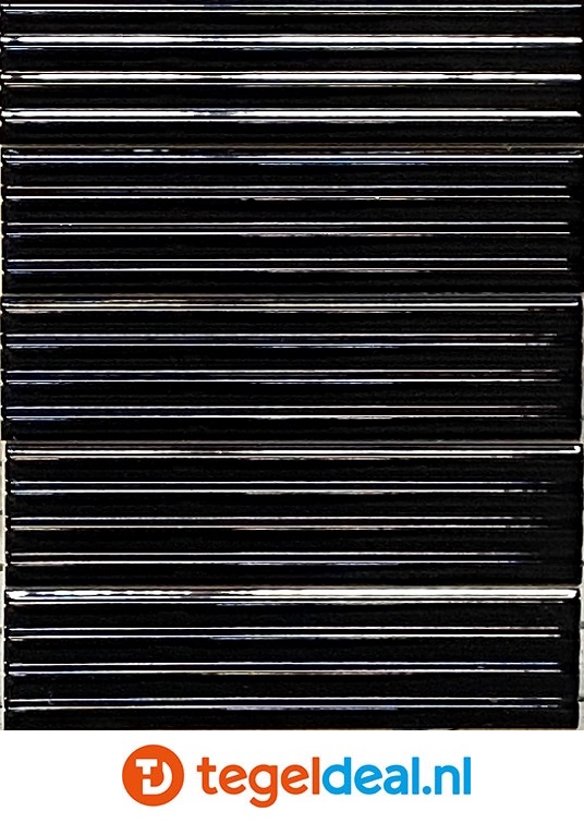 Equipe, Costa Nova, Onda BLACK Gloss 5x20 cm, art. 28483, wandtegels