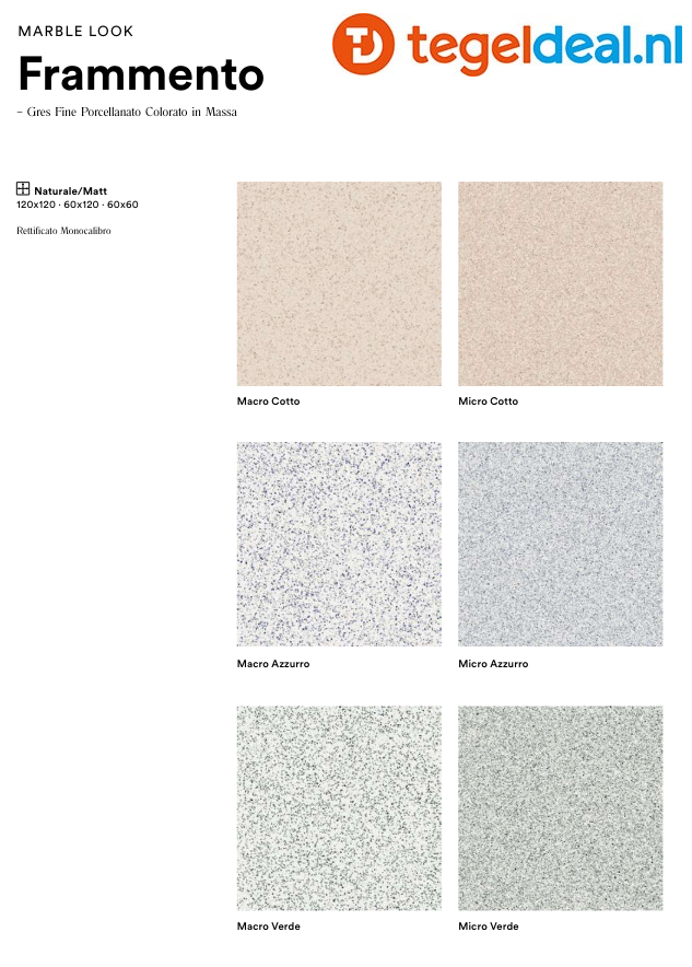 Marazzi Frammento, terrazzolook tegels - 6 kleuren - 3 formaten 