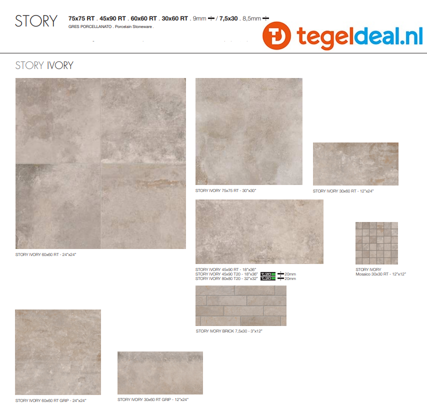 TRT Supergres Story Ivory T20, 80x80x2 cm OUTDOOR
