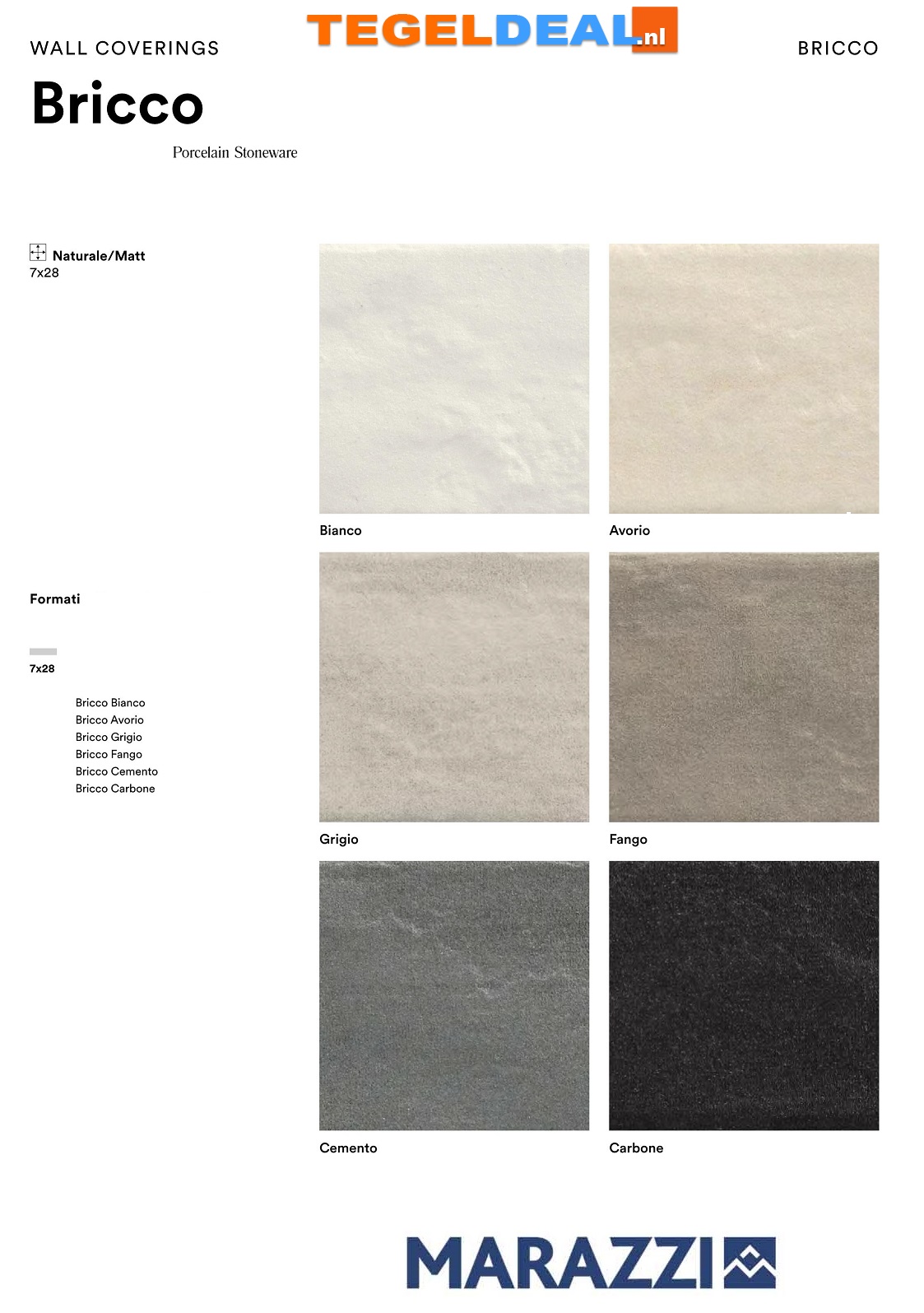 VLT Marazzi Bricco, 7x28 cm, baksteen effect VLT Marazzi Bricco, 7x28 cm, baksteen effect
