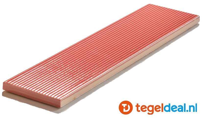 Stripes Crackle Coral, 6,5x26,1 cm, reliëf wandtegels