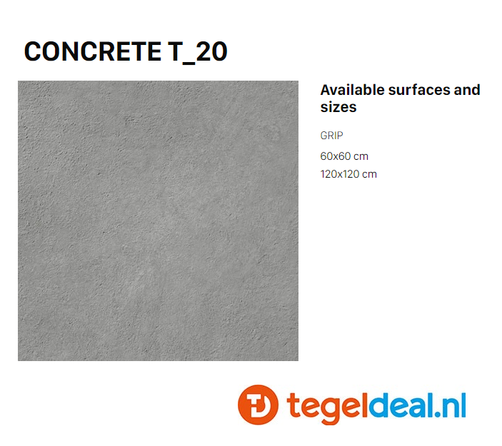 TRT Supergres H.24 Concrete, 120x120x2 cm HCT1, OUTDOOR terrastegels