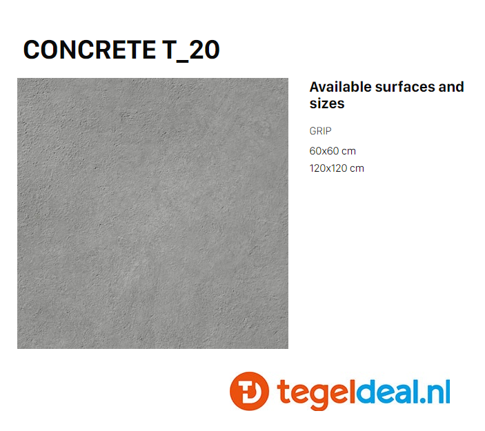 Supergres H.24 Concrete, 60x60x2 cm HCT6, OUTDOOR terrastegels