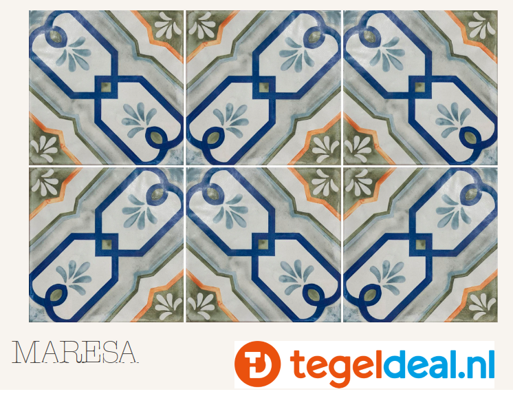 Nanda Tiles, Veranda, 15x15 cm, vintage patroontegels voor vloer en wand 