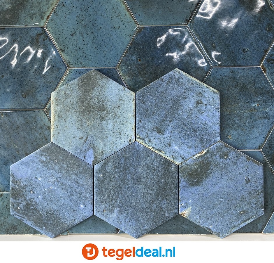 Ribesalbes Hope BLUE mat, 15x17,3 cm hexagon tegels