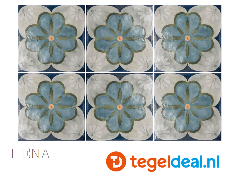 Nanda Tiles, Veranda, 15x15 cm, vintage patroontegels voor vloer en wand 