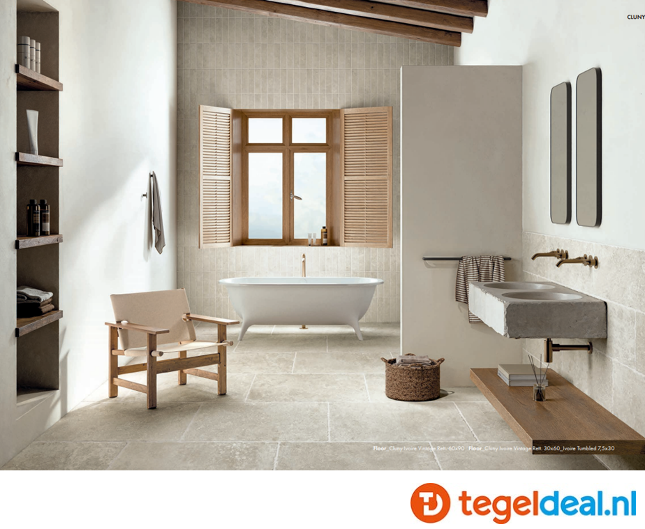 SIL Ceramiche, Cluny IVOIRE, 60x90x2 cm, natuursteenlook terrastegels - €55,00/m2 / Palletdeal op aanvraag