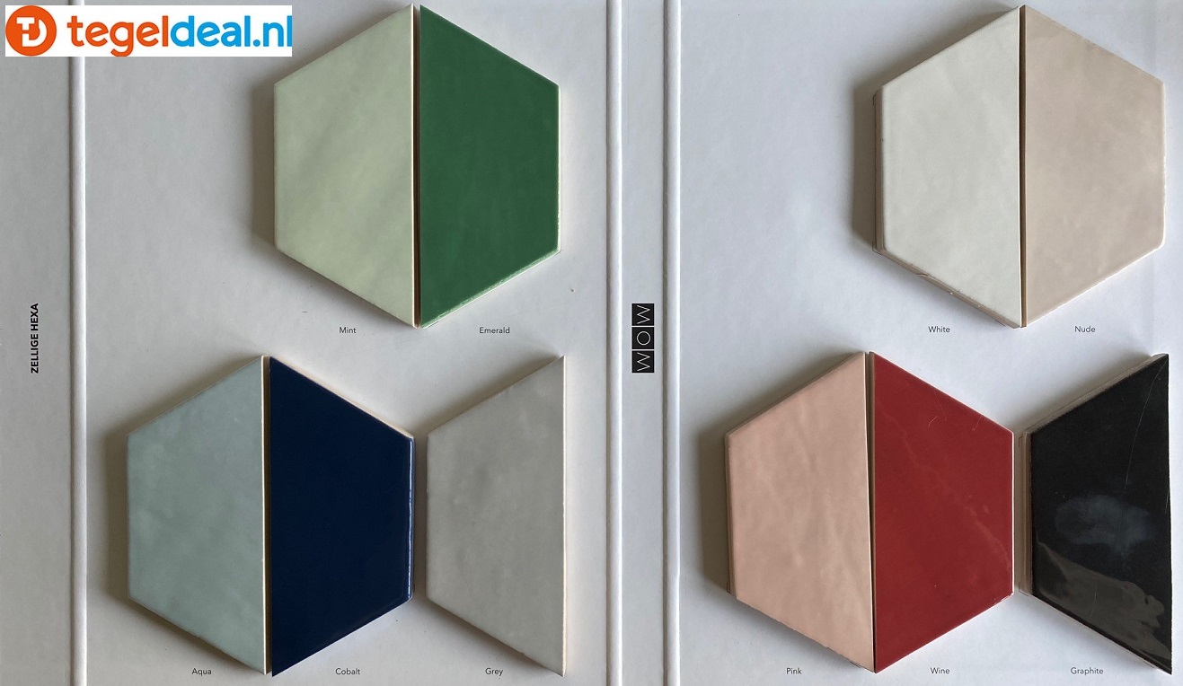 WOW Design, Zellige Hexa AQUA, 10,8x12,4 cm, hexagon wandtegels 
