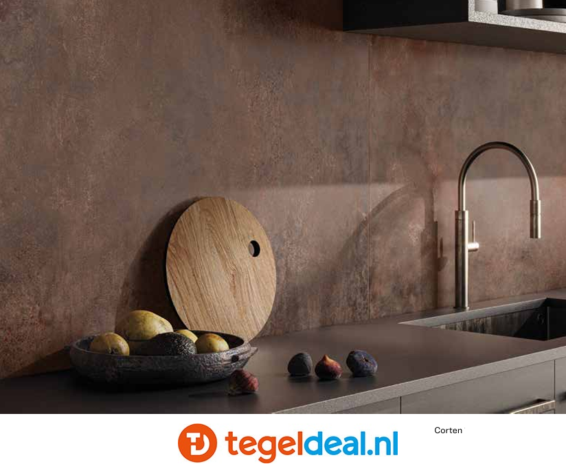 Supergres Irony, CORTEN, 60x120 cm, metaallook tegels - €39,50 per m2 incl. btw
