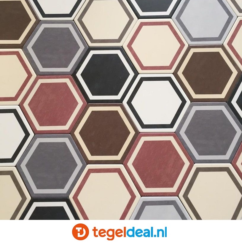 Tonalite, Examatt, 15x17 cm, hexagon vloer- en wandtegels Tonalite, Examatt, 15x17 cm, hexagon vloer- en wandtegels