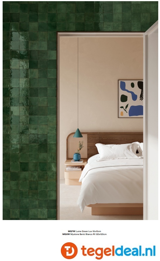 Marazzi Lume GREEN, 10x10 cm 3D Dew, MQ88, wandtegels met reliëf