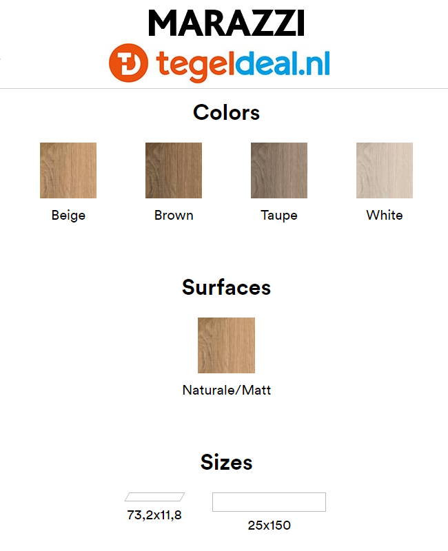 VLT Marazzi Treverkmust, Brown Chevron, 73,2 x 11,8 cm M0CD
