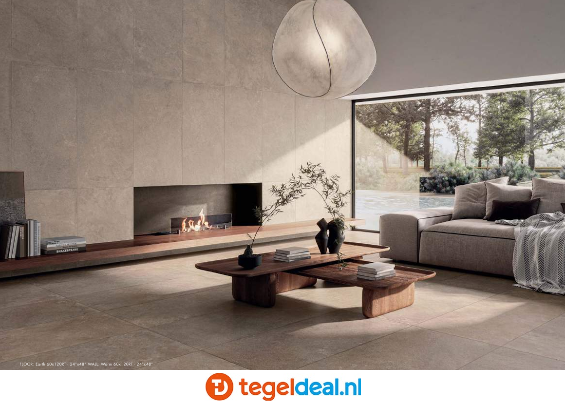 Supergres Whisper EARTH, 60x60 cm, natuursteenlook tegels  