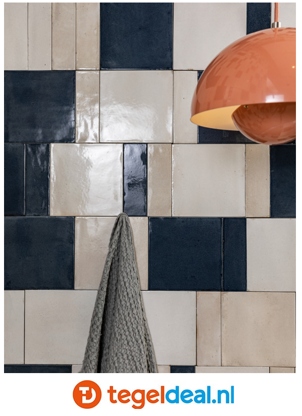 Marazzi Rice BLU, 15x15 cm M964, handvorm wandtegels