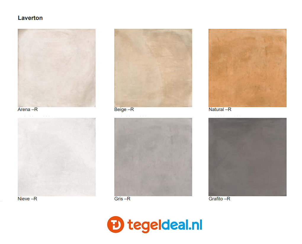 VLT Vives Laverton, 60x60 cm terracotta-look, 6 uni kleuren 