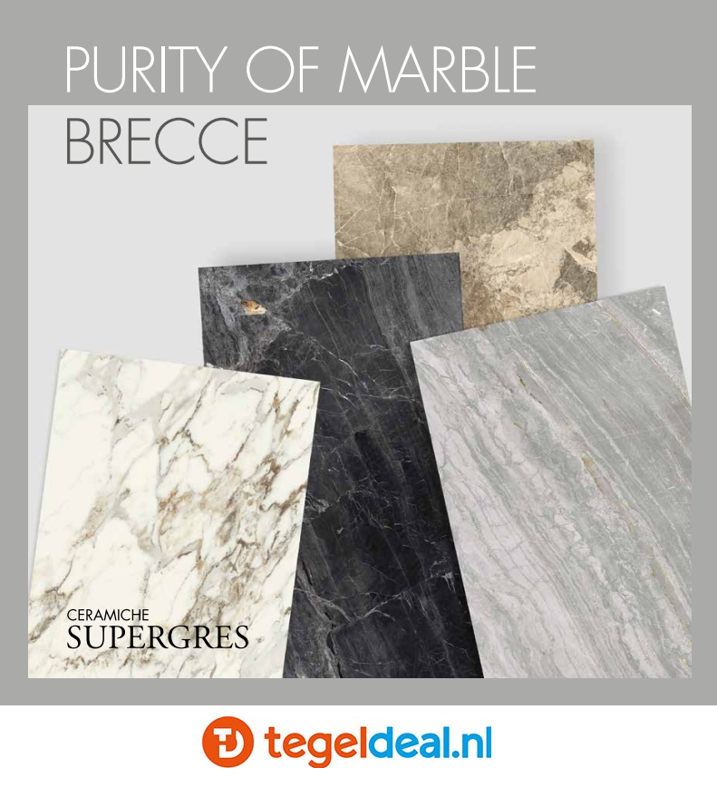 VLT Supergres Purity of Marble Brecce, Orobica Grigio Mat, 75 x 75 cm