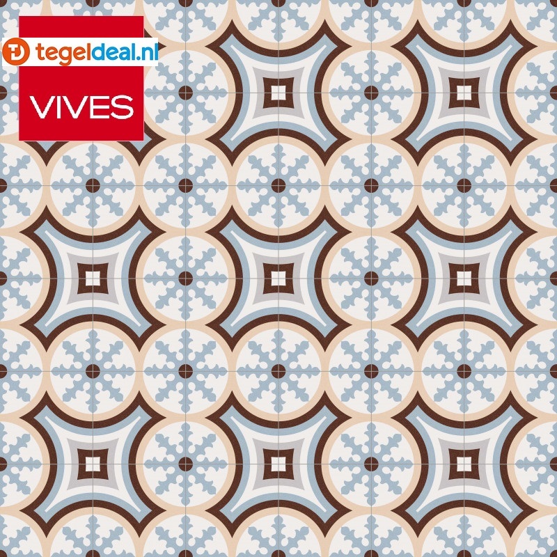 VLT Vives 1900 BELTRI CELESTE, 20x20 cm, patroon VLT Vives 1900 BELTRI CELESTE, 20x20 cm, patroon