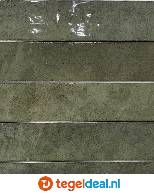 Equipe, Tribeca SAGE GREEN art 26876, 6x24,6 cm, handvorm wandtegels