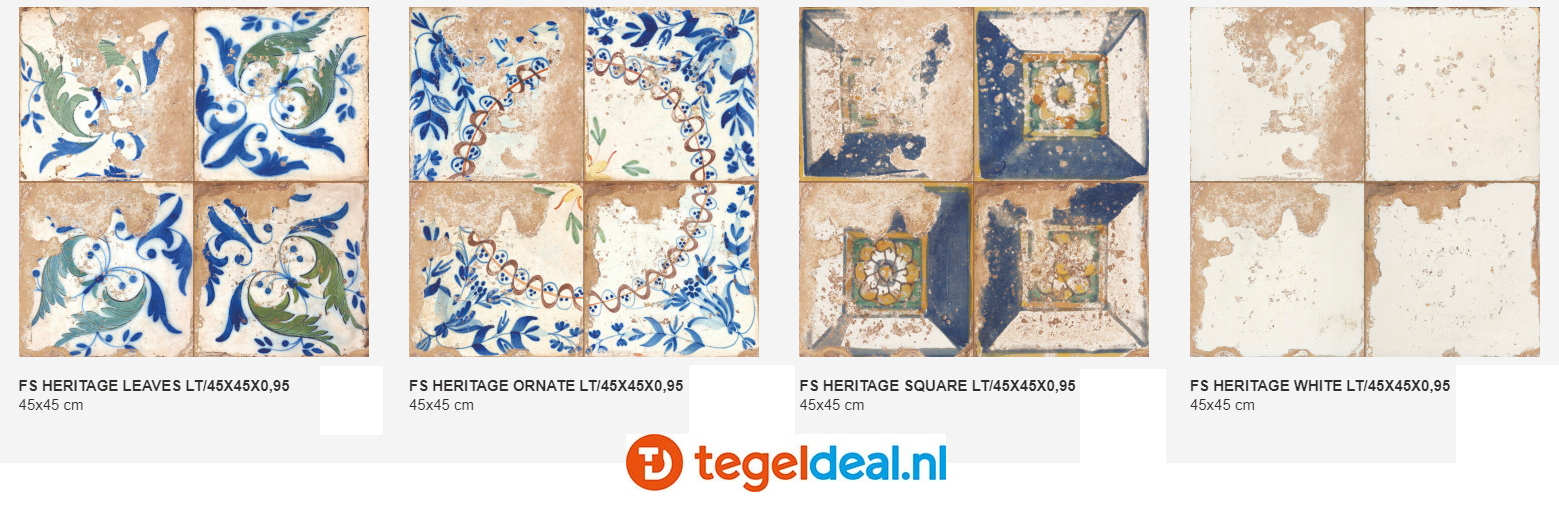 Peronda, Fs Heritage, 45x45 cm, 4 kleuren, vintage patroontegels 