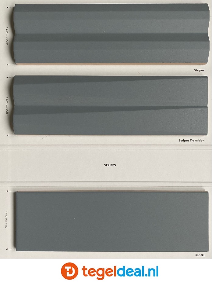 WOW Design, Stripes GREIGE STONE MATT, 7,5x30 cm 