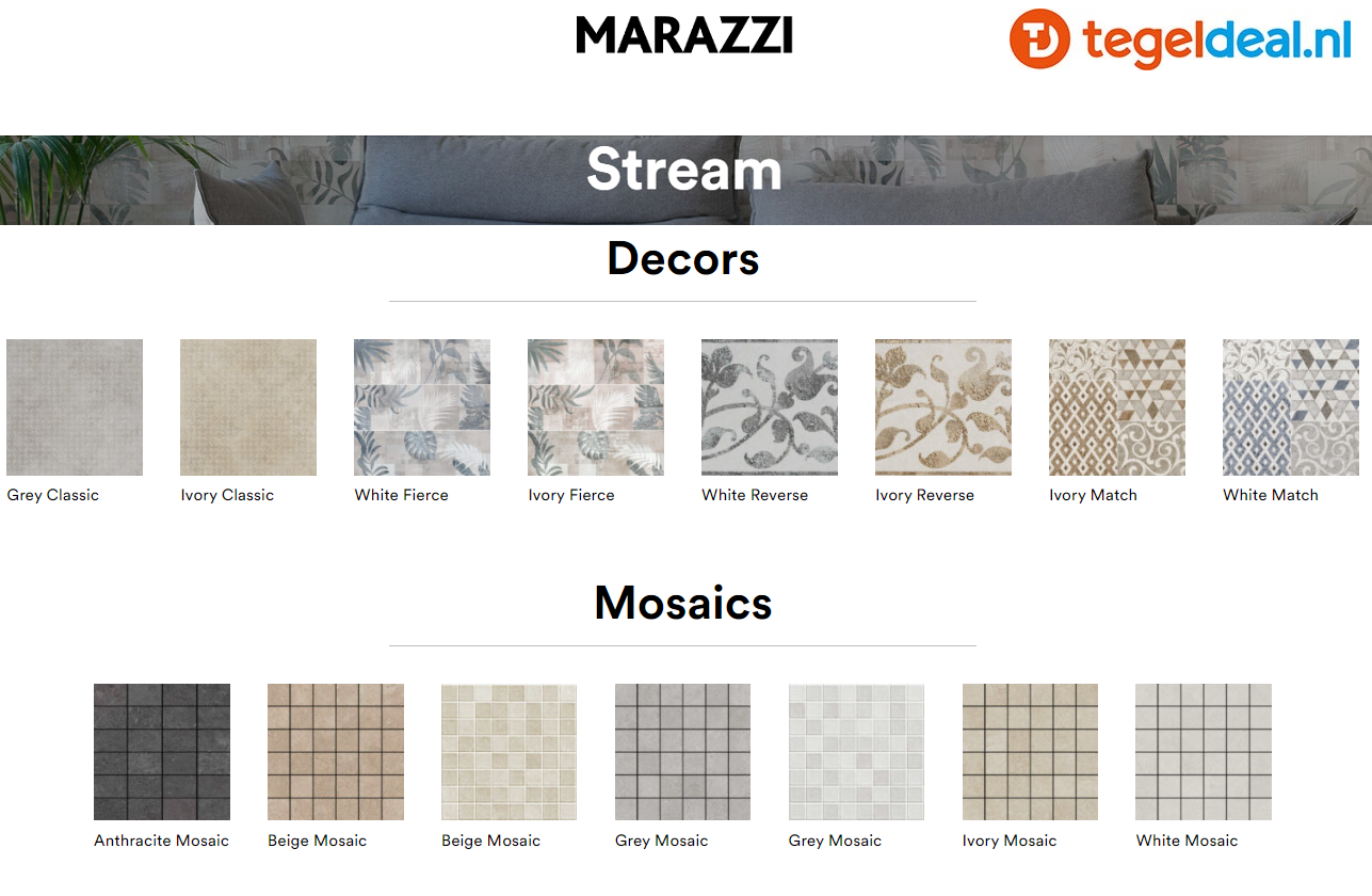 Marazzi Stream, complete serie voor wand en vloer