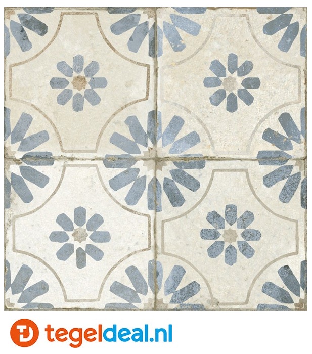 Peronda, Fs Blume BLUE, 45x45 cm, vintage patroontegels