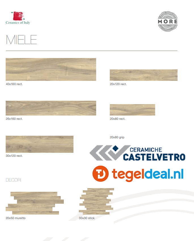Castelvetro More Miele, 30x120 cm, CMR32R22, houtlook tegels
