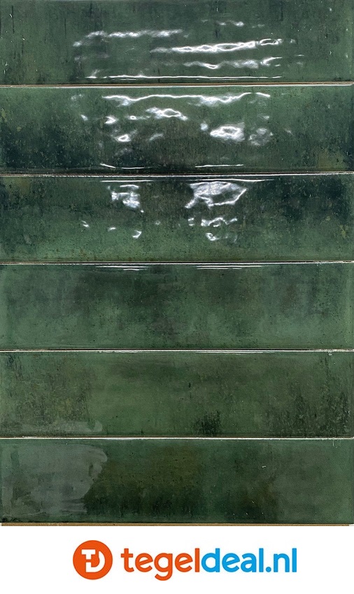 Ribesalbes, Vibe, Green, 7,5x30 cm, handvorm wandtegels