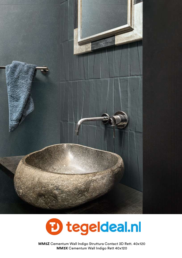 Marazzi Cementum INDIGO, 60x60 cm Nat., M9SY, cementlook tegels 