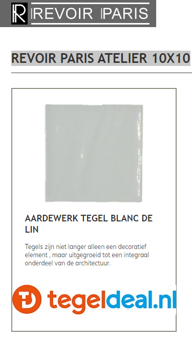 WDT Revoir Paris Atelier Blanc de Lin, 10x10 cm glans WDT Revoir Paris Atelier Blanc de Lin, 10x10 cm glans