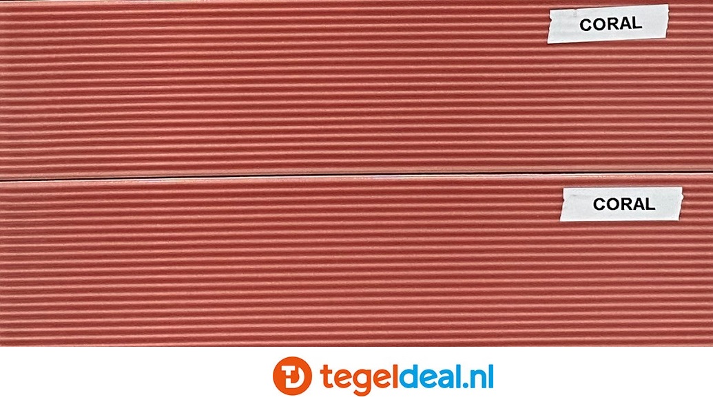Stripes Crackle Coral, 6,5x26,1 cm, reliëf wandtegels