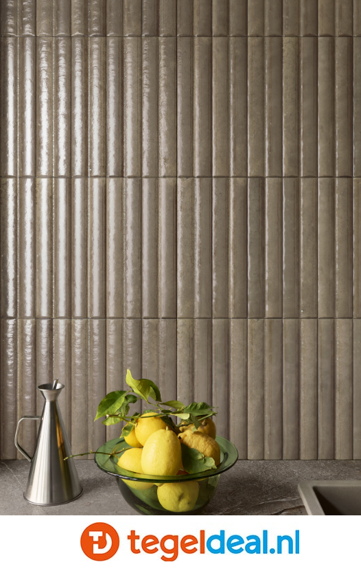Marazzi Lume GREIGE, 6x24 cm Swing 3D MP93, wandtegels met reliëf