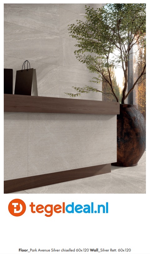 SIL Ceramiche, Park Avenue SILVER, 60x60 cm, natuursteenlook tegels