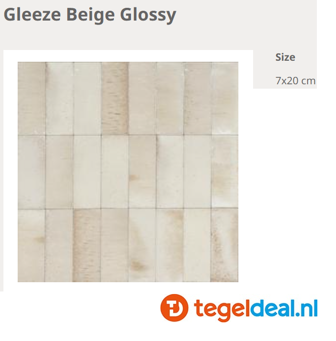 Ragno Gleeze BEIGE, 7,5x20 cm, R8GZ, handvorm wandtegels 