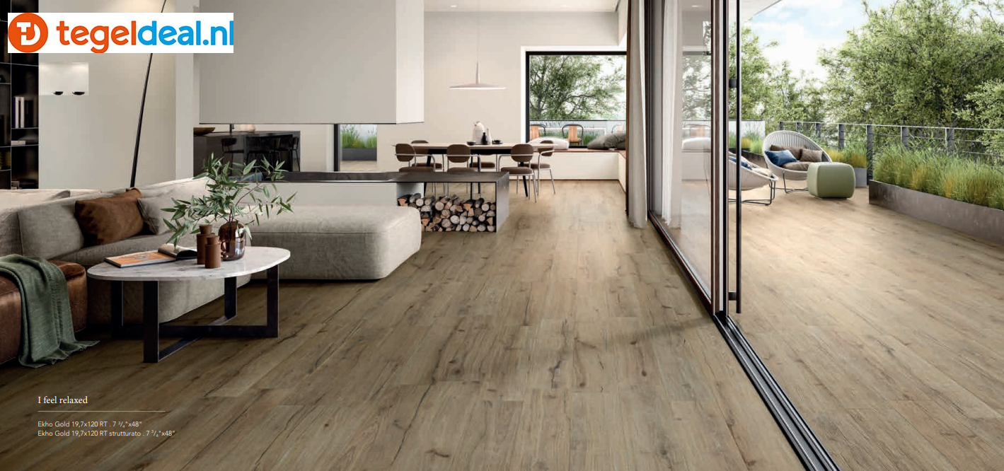 Supergres Ekho Gold, 30x120x2 cm, KG20, houtlook terrastegels