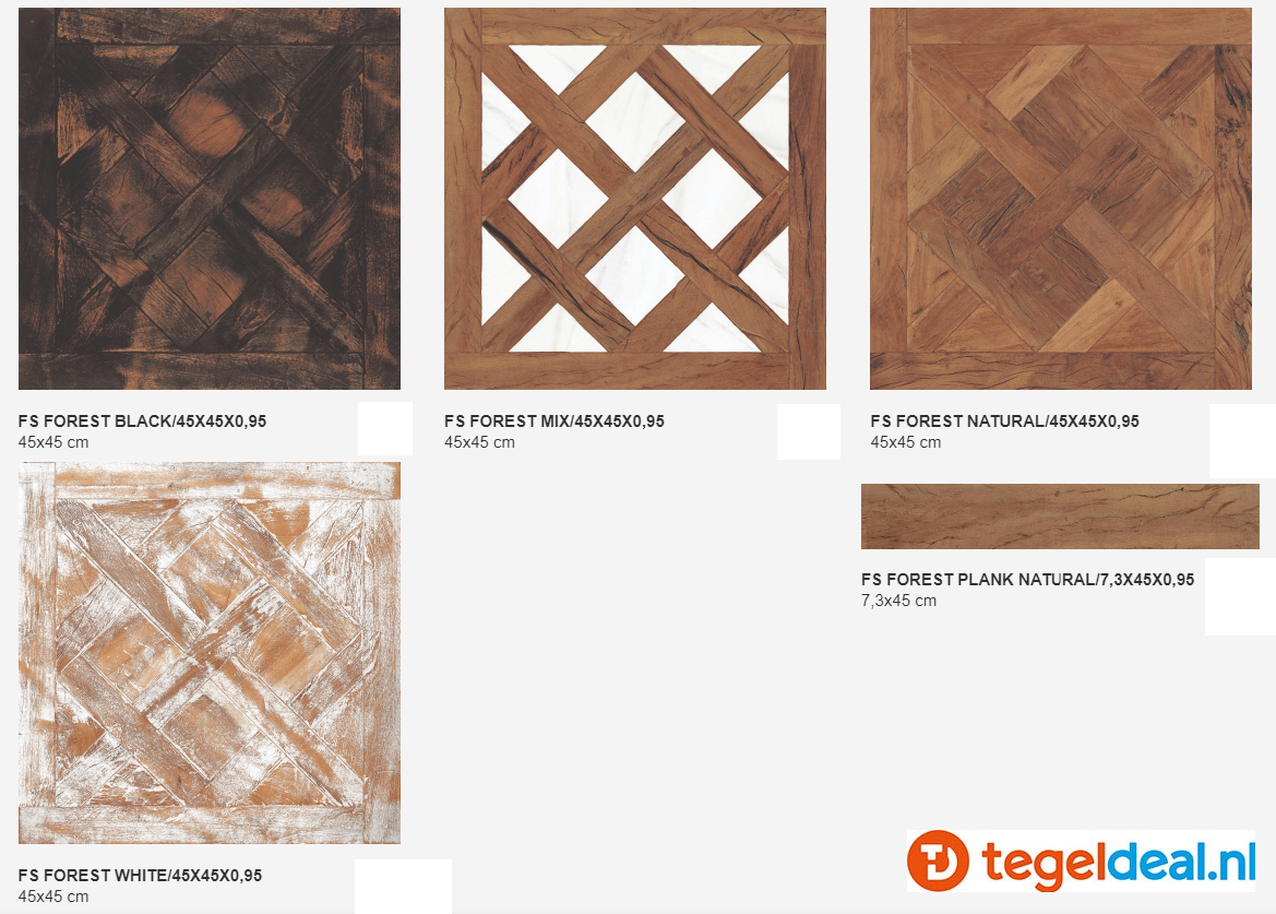 Peronda, Fs Forest, 45x45 cm, 4 kleuren, houtlook patroontegels 