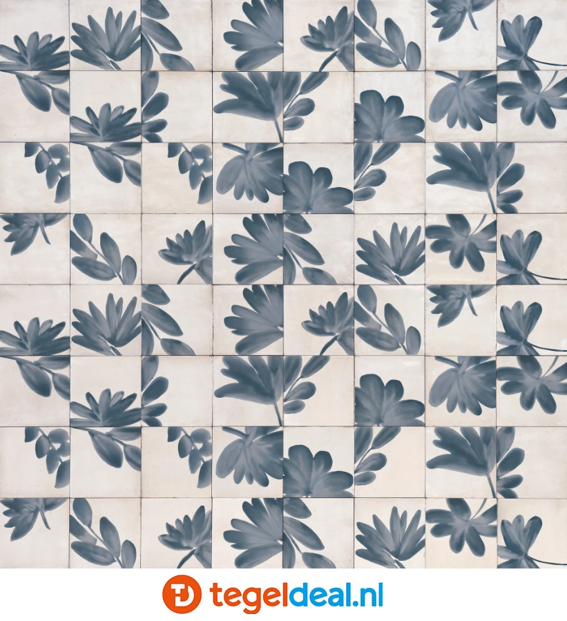 Marazzi Rice BIANCO, 15x15 cm Decoro Blossom M9JA, handvorm wandtegels