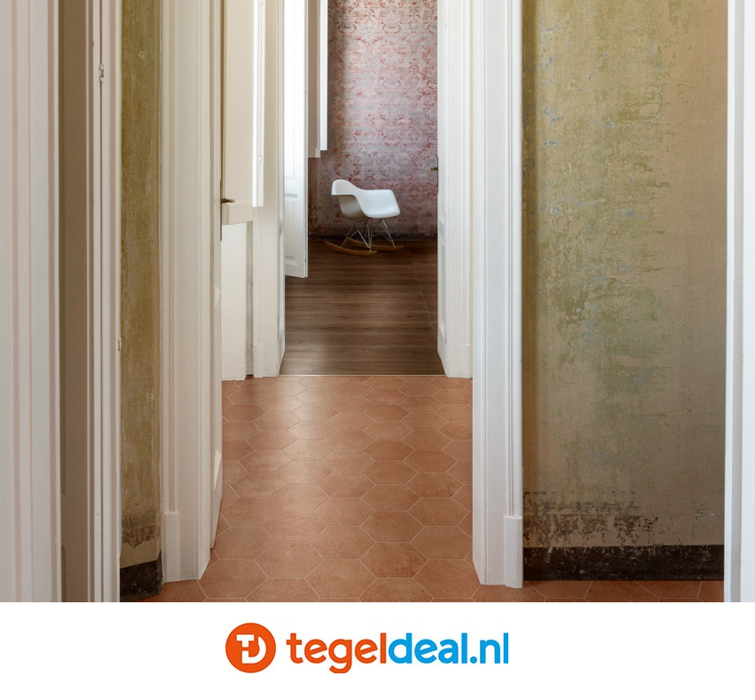 Marazzi ArtCraft COTTO, 21x18 cm MGSZ,  terracottalook hexagon tegels 