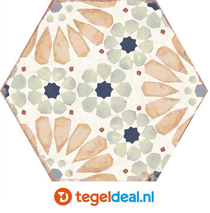 Nanda Tiles, Bohemia HANNA, 21x25 cm, hexagon patroontegels