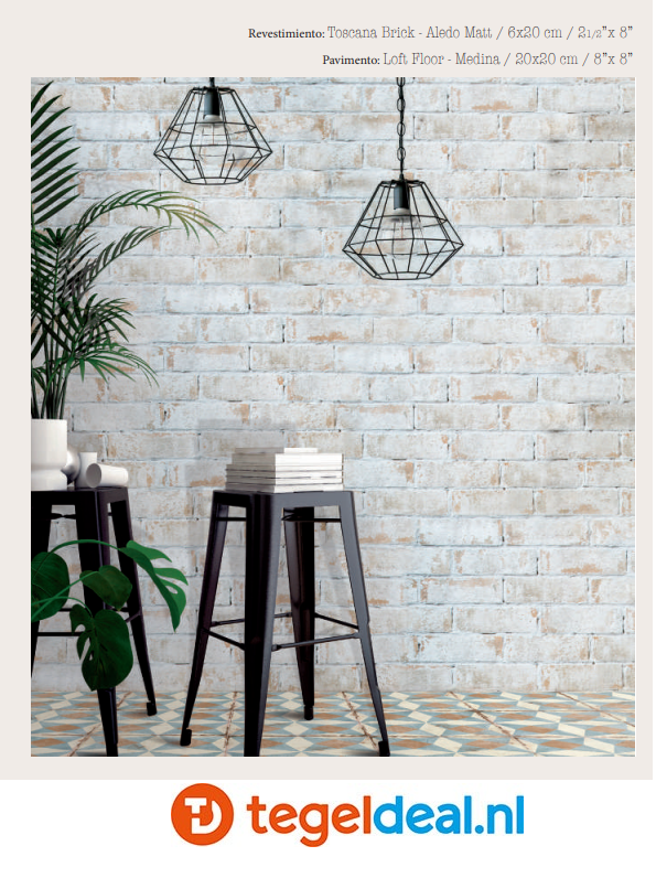 Nanda Tiles, Toscane Brick, Aledo Matt, 6x20 cm wandtegels 
