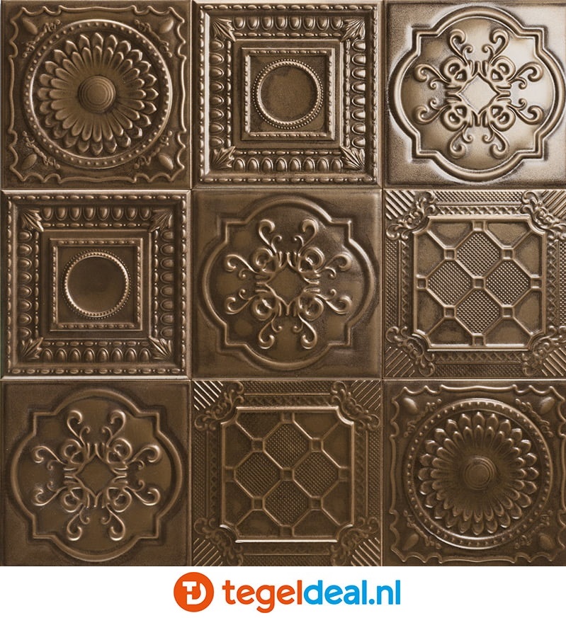 Mainzu, Metal Tiles, 20x20 cm, reliëf wandtegels  