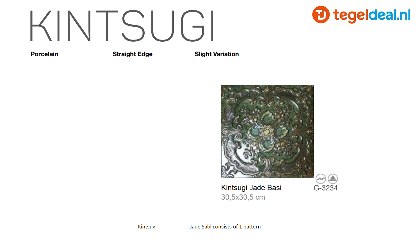 Aparaci Kintsugi JADE BASI, 30x30 cm, wandtegels