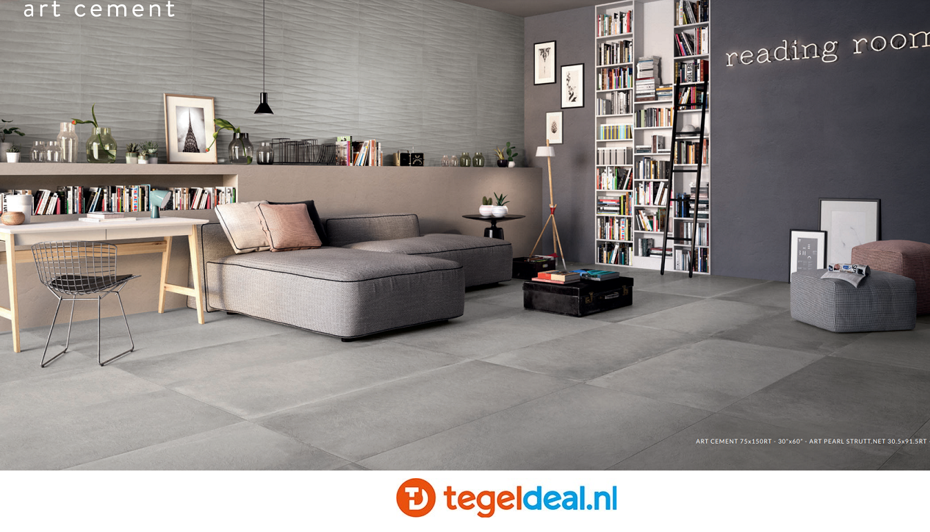 Supergres Art Cement, 75x150 cm, R5EØ, betonlook tegels